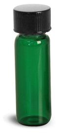 4 ml. (1 Dram) Green Glass Vial with Black Phenolic Cap and Orifice Reducer
