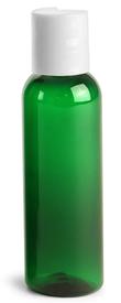 2 oz. PET Green Cosmo Round Bottle with White Disc Cap
