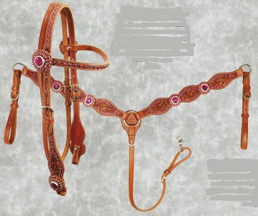 Western Show Tack with Purple Rhinestone Accents by Ozark Leather.JPG