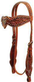 Floral Scalloped Heart Browband Headstall by Ozark Leather