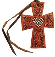 Floral Scalloped Heart Cross by Ozark Leather