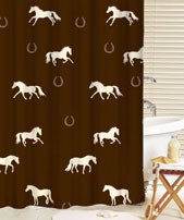 Ivory Horse on Brown Shower Curtain