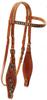 Turquoise Floral Tooled Browband Headstall by Ozark Leather