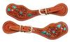 Turquoise Floral Tooled Spur Straps by Ozark Leather