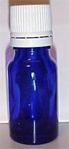 10 ml. Cobalt Blue Glass Bottle with White Tamper Evident Cap and Orifice Reducer