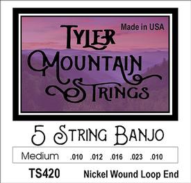 Tyler Mountain TS420 Banjo Strings-Medium-5 String- Nickel Wound Loop End